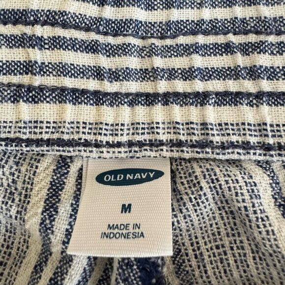 Old Navy Linen Blend Striped Drawstring Pants Sz M - Picture 3 of 6